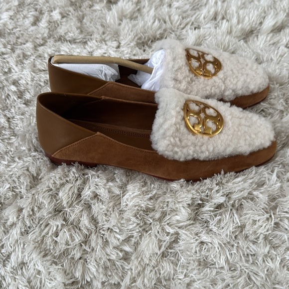 ✨NEW✨Tory Burch Brown and Cream Cozy Flats with Sherpa-size6 - Picture 3 of 8